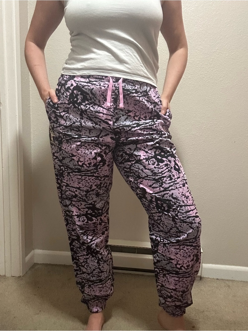 Gymshark Lifting Pump Pants Medium Pink Marble Joggers Oversized Gym